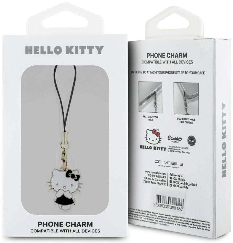 Hello Kitty HKCPMKK virvelė telefonui juodos spalvos Charm Kitty Cute