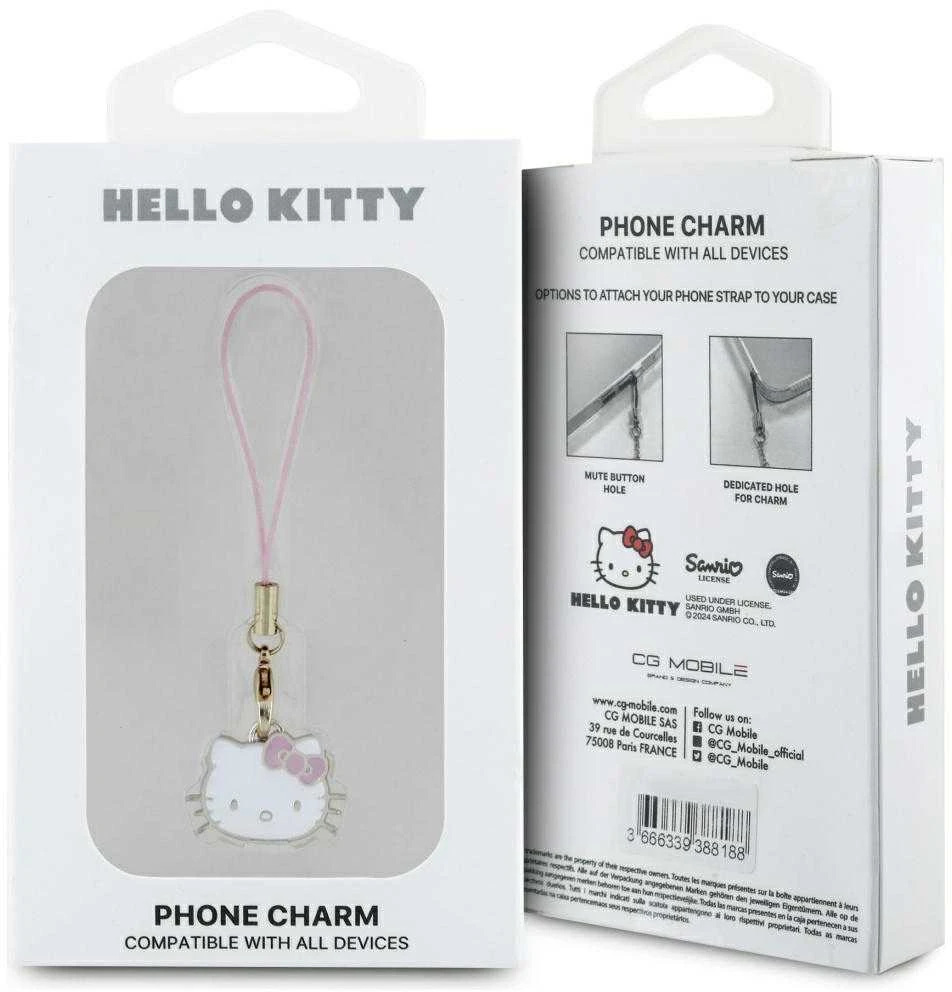 Hello Kitty HKCPMKHP virvelė telefonui rožinės spalvos Charm Kitty Head