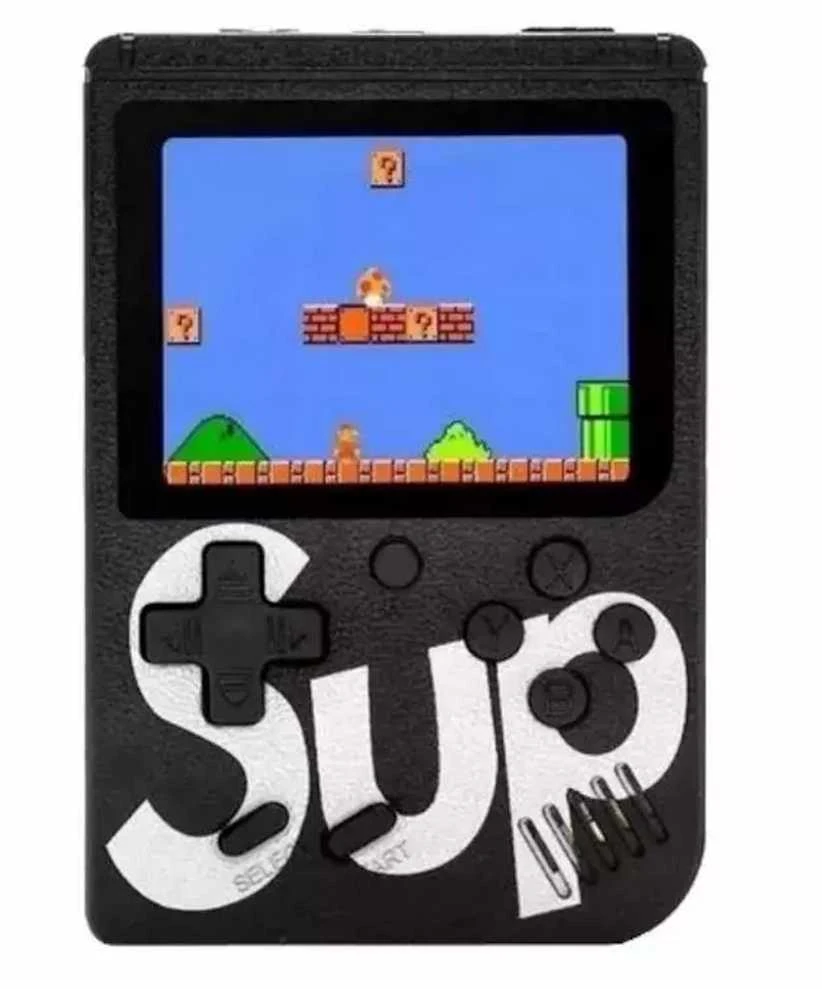Roger HQ R1 8bit nešiojama retro žaidimų konsolė su 400 žaidimų, 3 colių LCD ekranas su RCA kabeliu ir TV, Juodas