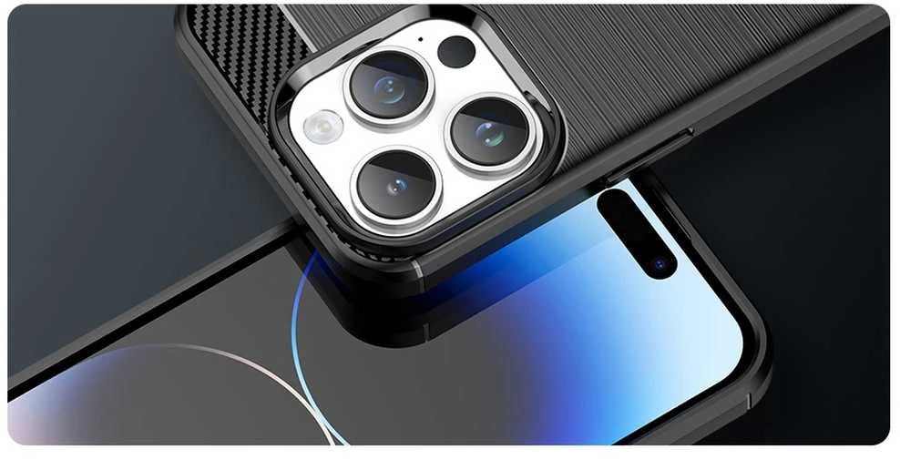 Hurtel Carbon dėklas skirtas iPhone 14 Pro Max, mėlynas