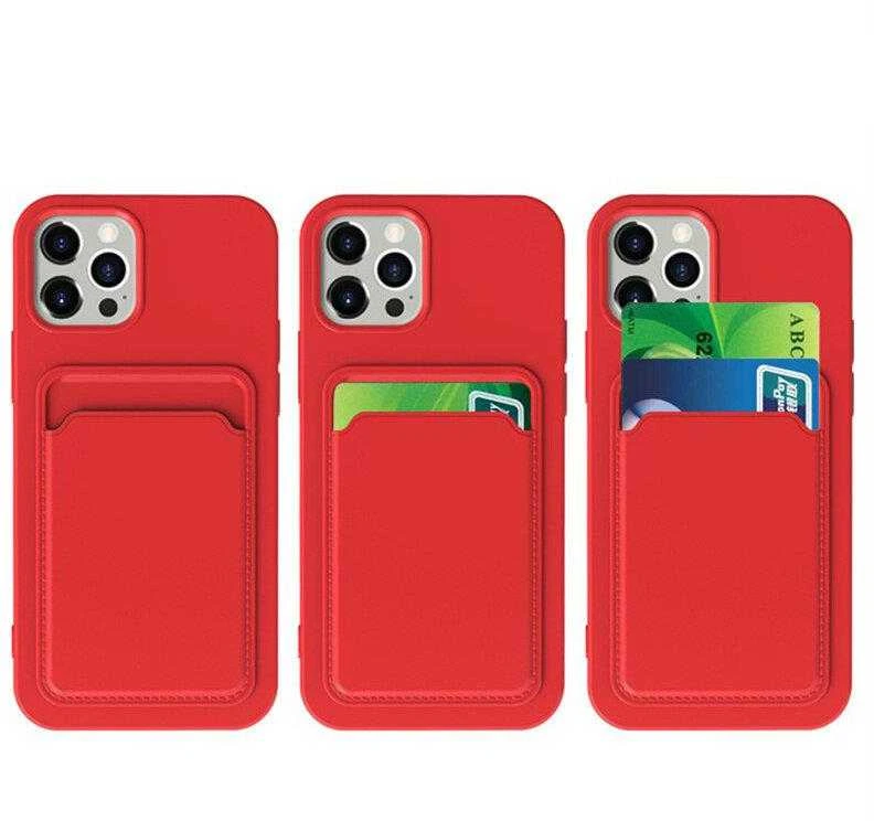 Hurtel Card silikoninis dėklas skirtas iPhone 12 Pro, raudonas