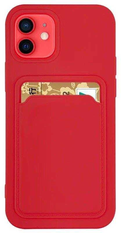 Hurtel Card silikoninis dėklas skirtas iPhone 12 Pro, raudonas