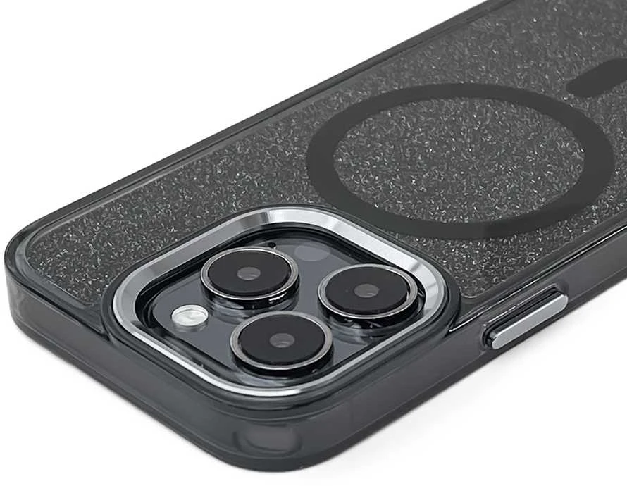 Dėklas Glitter Case MagSafe na iPhone 16 Pro - juoda su brokatem