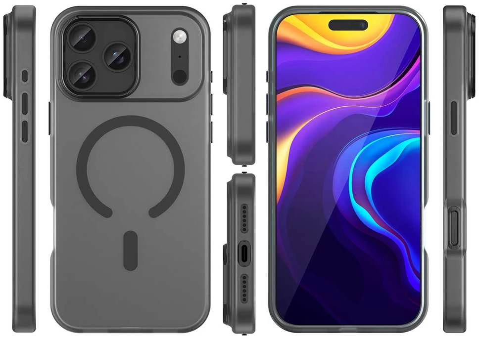 Hurtel Dėklas Magnetic Abrasive skirtas Apple iPhone 17 Pro Max suderinamas su MagSafe – matinės juodos spalvos