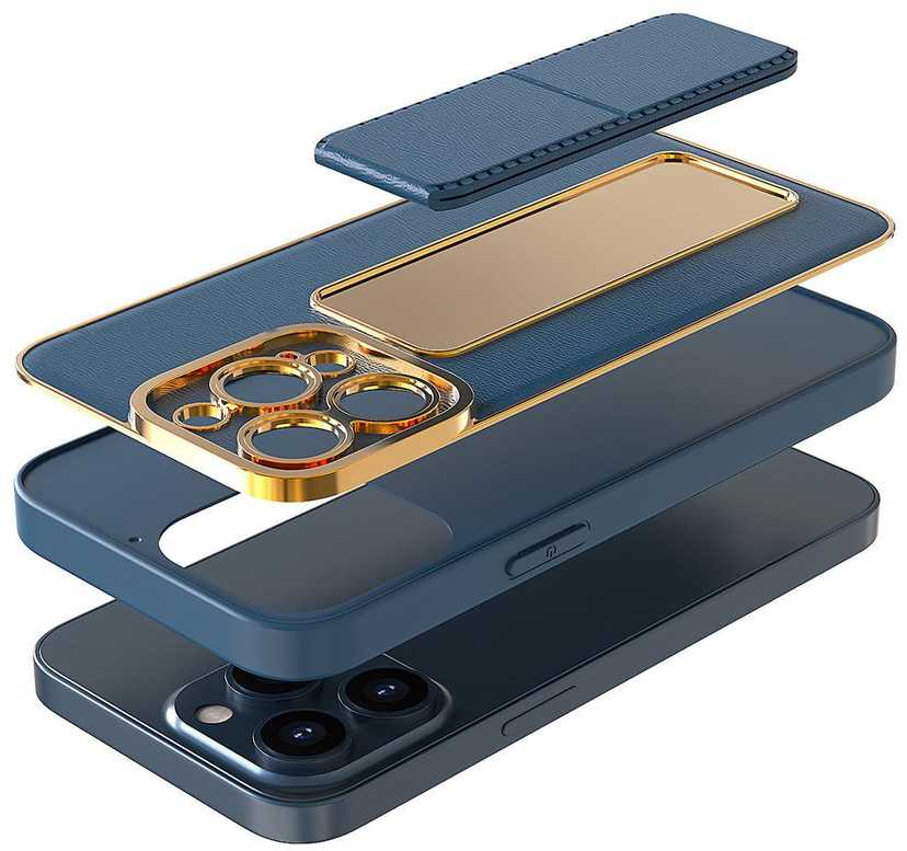 Dėklas Hurtel New Kickstand Case case for iPhone 13 with stand mėlynas