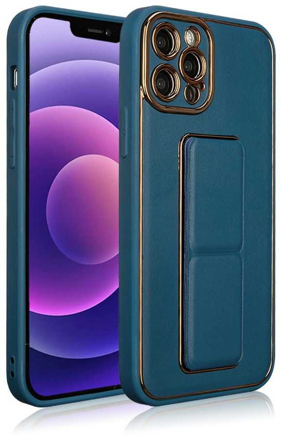 Dėklas Hurtel New Kickstand Case case for iPhone 13 with stand mėlynas