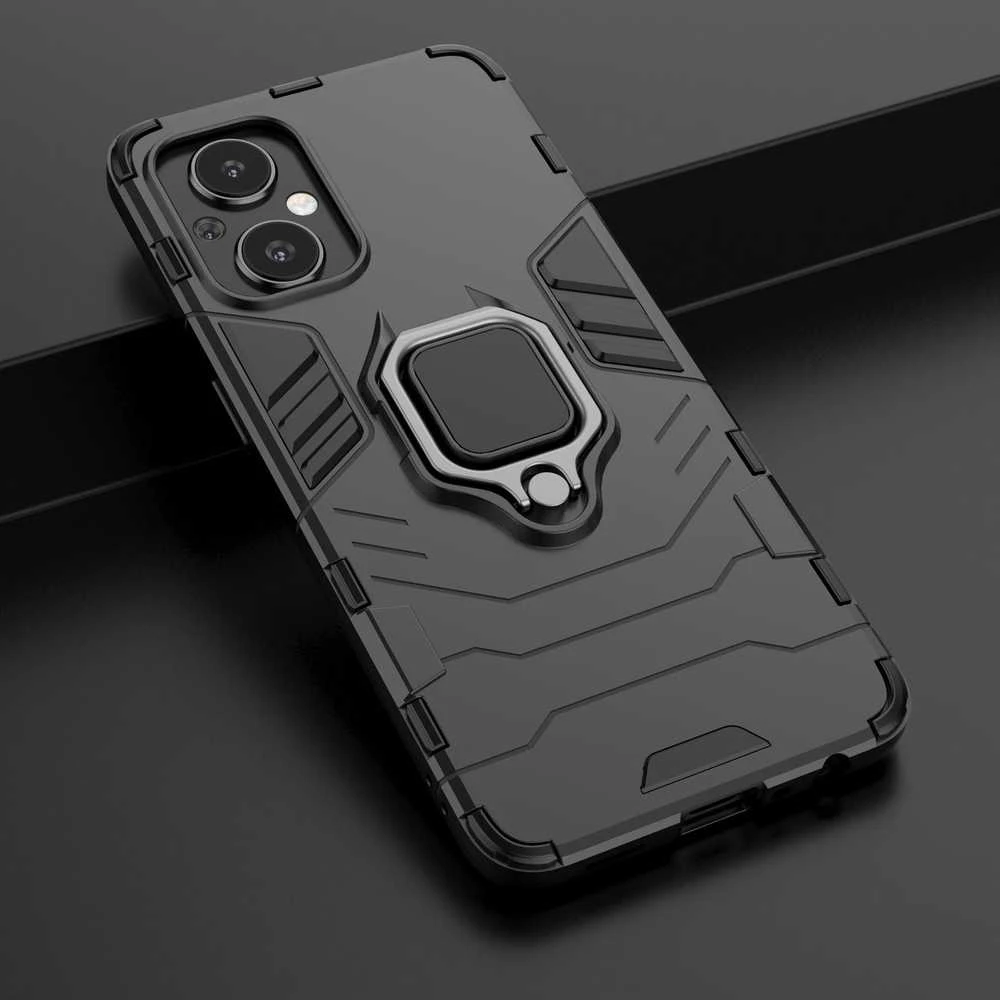 Hurtel Ring Armor hibridinis dėklas + magnetinis laikiklis skirtas OnePlus Nord N20 5G, juodas