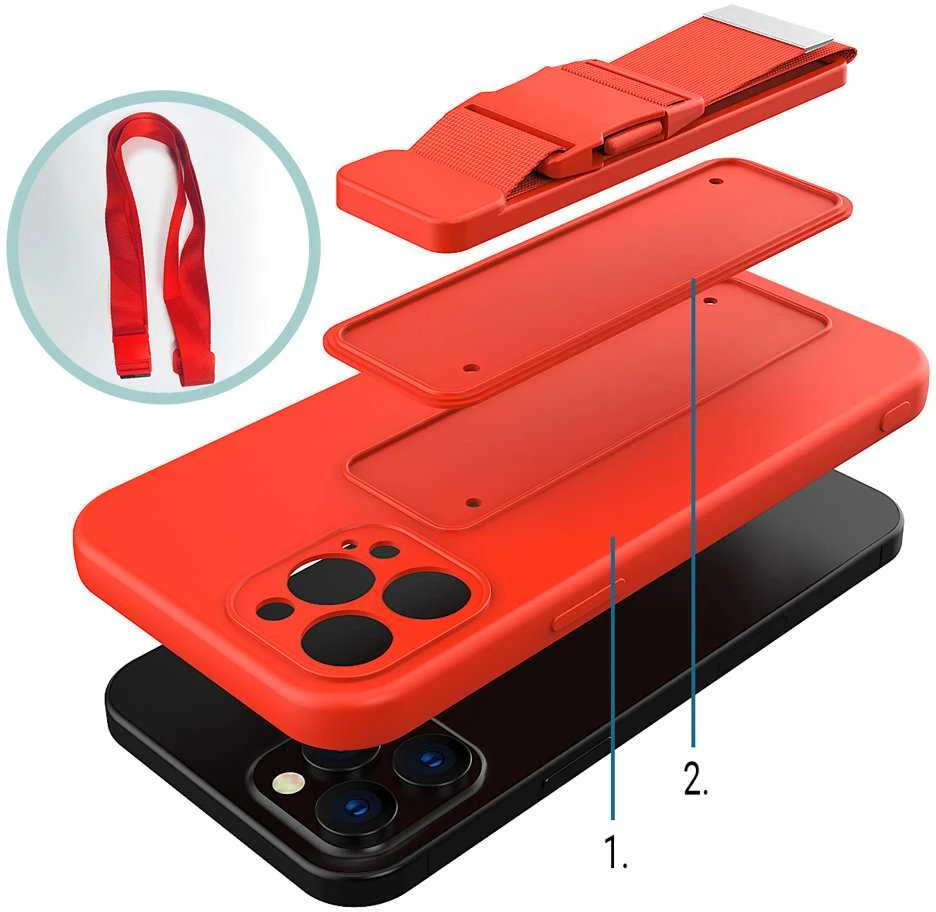 Hurtel Rope dėklas su dirželiu skirtas iPhone 12 Pro Max, tamsiai mėlynas (Navy Mėlyna)