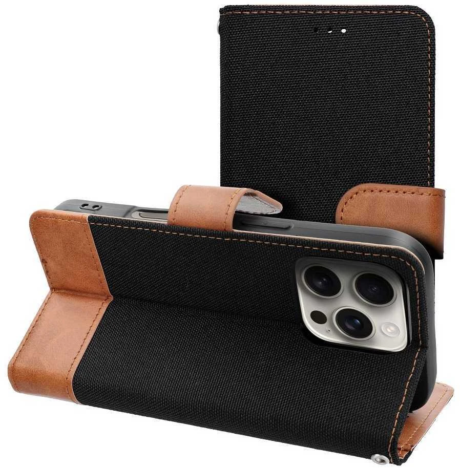 OEM atverčiamas dėklas iPhone 16 PLUS Jeans Book juodas
