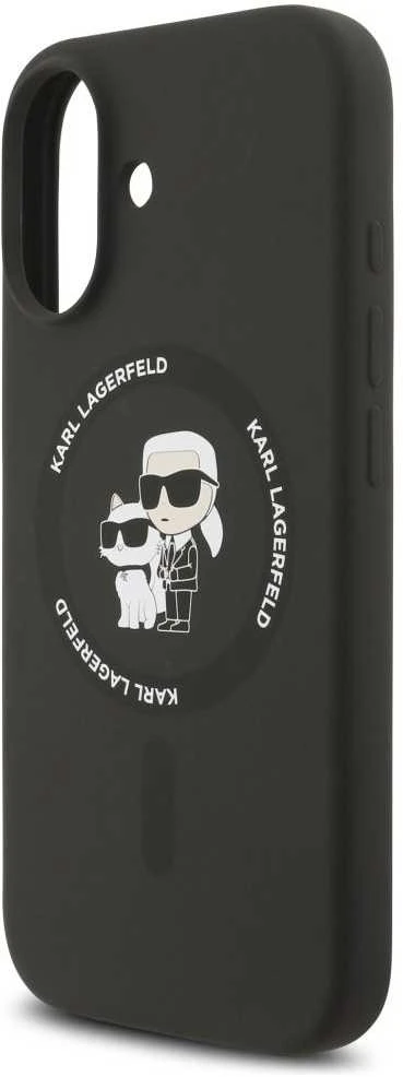 Dėklas Karl Lagerfeld case for IPHONE 17 compatible with MagSafe KLHMP17SSCMKCRHK (Silicone KC Body Ring) juodas