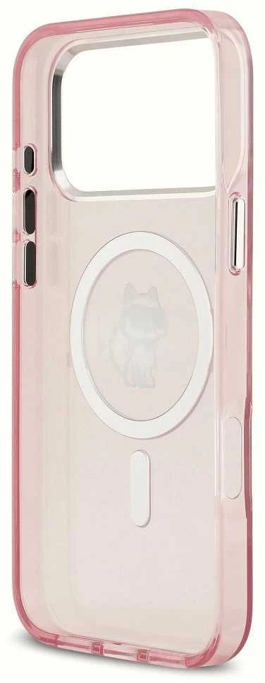 Karl Lagerfeld dėklas, skirtas IPHONE 17 Pro Max, suderinamas su MagSafe KLHMP17XHGCHGKBP (IML Choupette Sketch Logo), rožinis