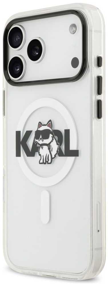 Dėklas Karl Lagerfeld case for IPHONE 17 Pro compatible with MagSafe KLHMP17LHGCHGKBT (IML Choupette Sketch Logo) transparent