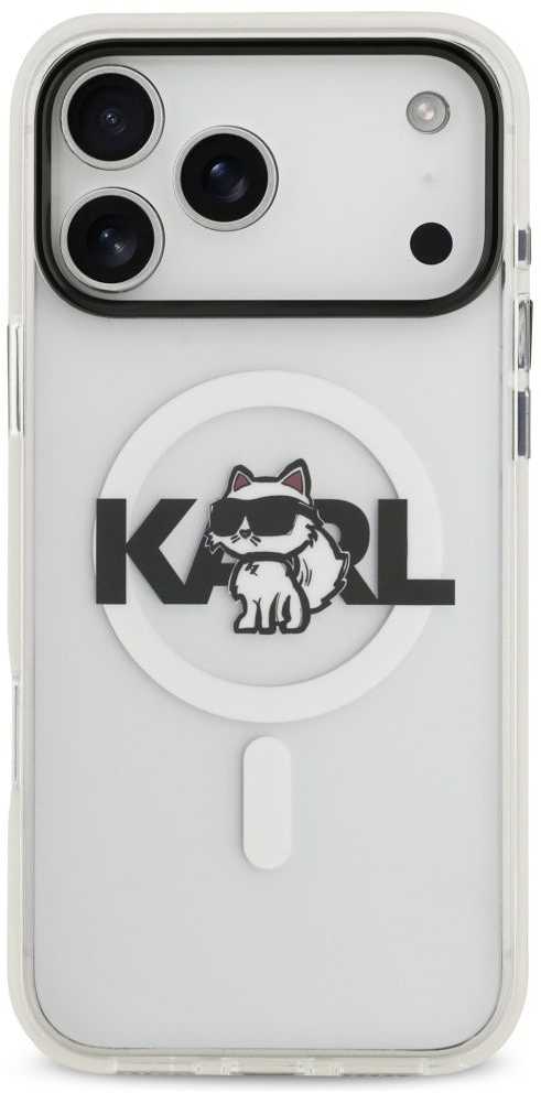 Dėklas Karl Lagerfeld case for IPHONE 17 Pro compatible with MagSafe KLHMP17LHGCHGKBT (IML Choupette Sketch Logo) transparent