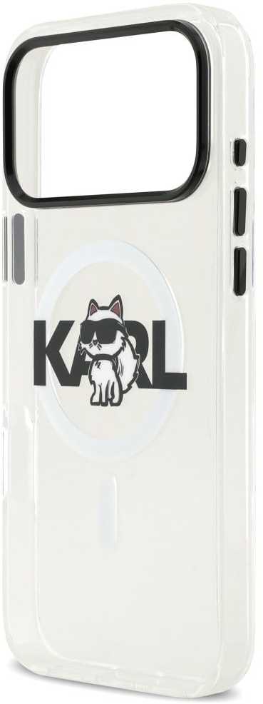 Dėklas Karl Lagerfeld case for IPHONE 17 Pro compatible with MagSafe KLHMP17LHGCHGKBT (IML Choupette Sketch Logo) transparent