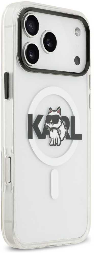 Dėklas Karl Lagerfeld case for IPHONE 17 Pro compatible with MagSafe KLHMP17LHGCHGKBT (IML Choupette Sketch Logo) transparent