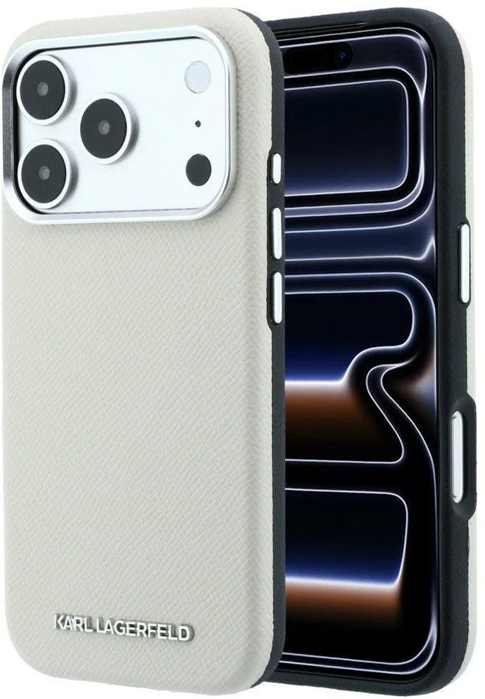 Dėklas Karl Lagerfeld Grained Elongated Logo MagSafe Case for iPhone 17 Pro / 18 Pro - rusvai gelsvas
