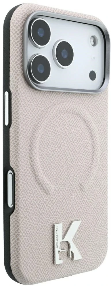 Dėklas Karl Lagerfeld Grained Embossed Ring & Kameo Logo MagSafe Case for iPhone 18 Pro / 17 Pro - rusvai gelsvas