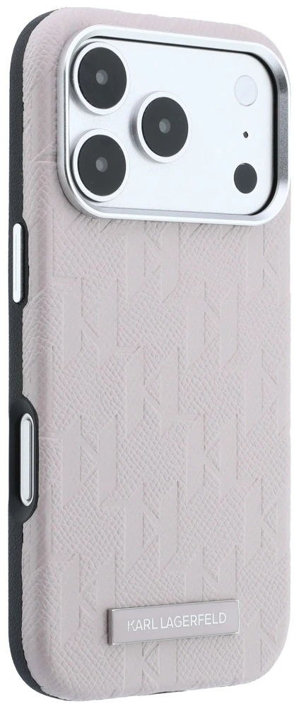 Dėklas Karl Lagerfeld Grained Mono Resin Logo MagSafe Case for iPhone 17 Pro / 18 Pro - Rožinė