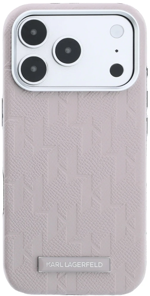Dėklas Karl Lagerfeld Grained Mono Resin Logo MagSafe Case for iPhone 17 Pro / 18 Pro - Rožinė