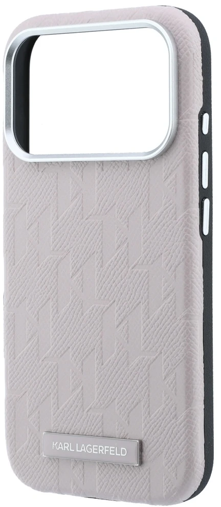 Dėklas Karl Lagerfeld Grained Mono Resin Logo MagSafe Case for iPhone 17 Pro / 18 Pro - Rožinė