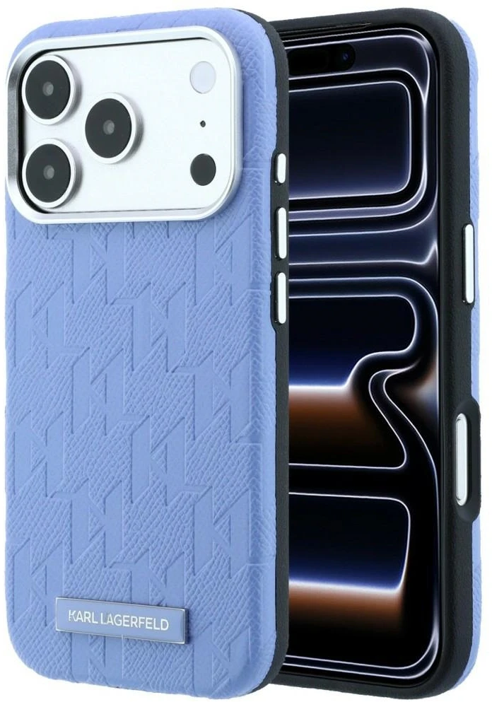 Dėklas Karl Lagerfeld Grained Mono Resin Logo MagSafe Case for iPhone 17 Pro Max / 18 Pro Max - Light Mėlyna