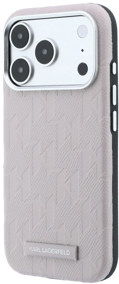 Dėklas Karl Lagerfeld Grained Mono Resin Logo MagSafe Case for iPhone 17 Pro / 18 Pro - Rožinė