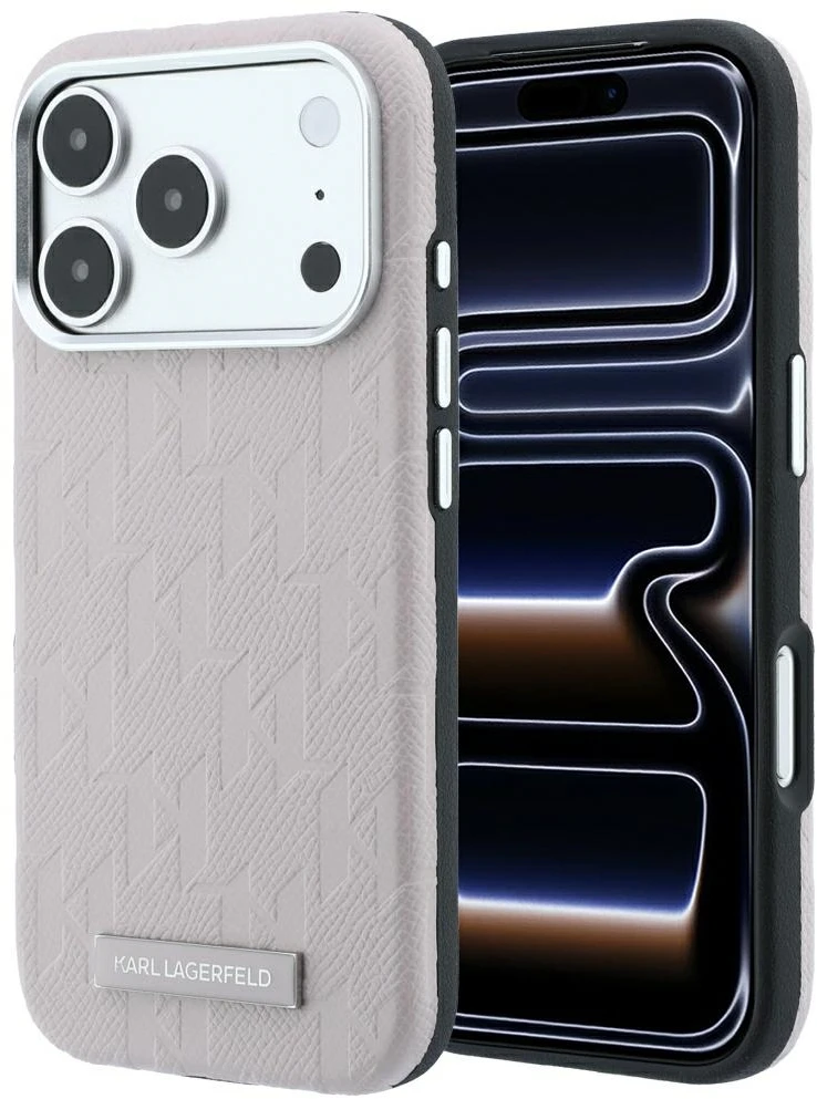 Dėklas Karl Lagerfeld Grained Mono Resin Logo MagSafe Case for iPhone 17 Pro / 18 Pro - Rožinė