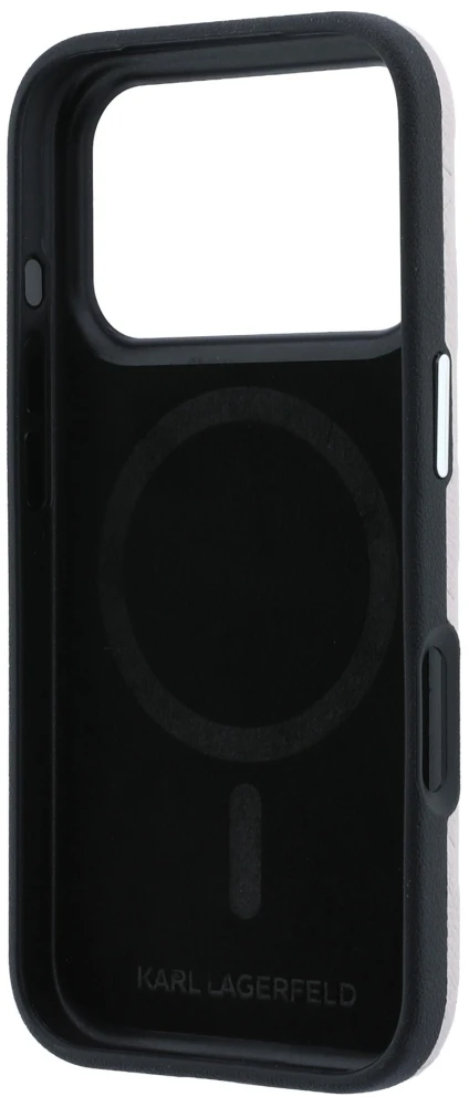 Dėklas Karl Lagerfeld Grained Mono Resin Logo MagSafe Case for iPhone 17 Pro / 18 Pro - Rožinė