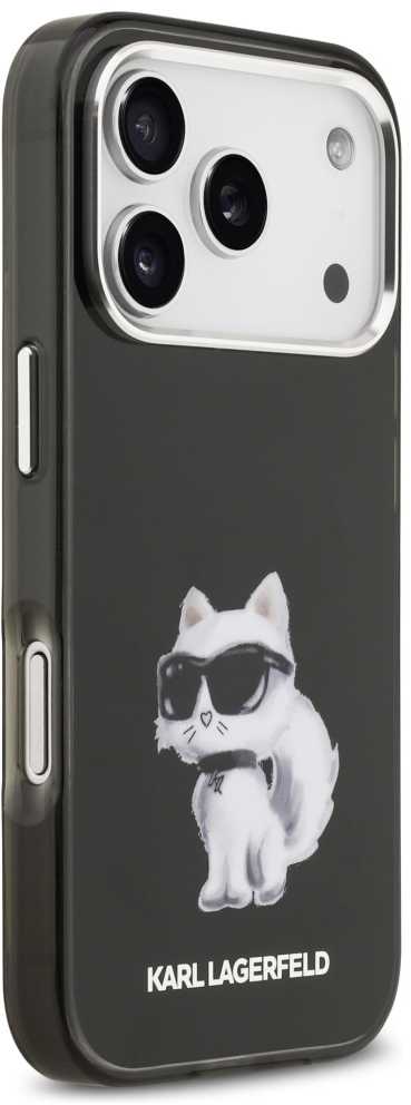 „Karl Lagerfeld IML Aquarelle Choupette & Logo MagSafe“ dėklas, skirtas „iPhone 17 Pro“ – Juodas