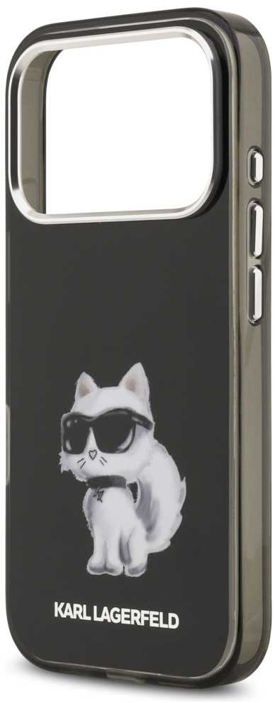 „Karl Lagerfeld IML Aquarelle Choupette & Logo MagSafe“ dėklas, skirtas „iPhone 17 Pro“ – Juodas