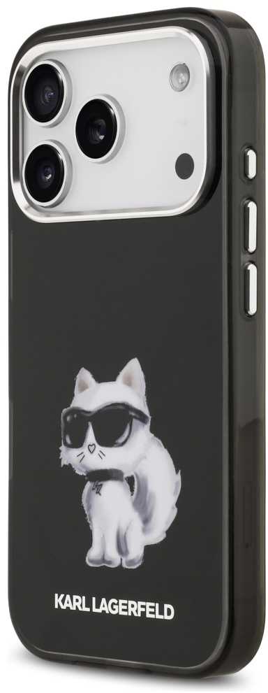 „Karl Lagerfeld IML Aquarelle Choupette & Logo MagSafe“ dėklas, skirtas „iPhone 17 Pro“ – Juodas