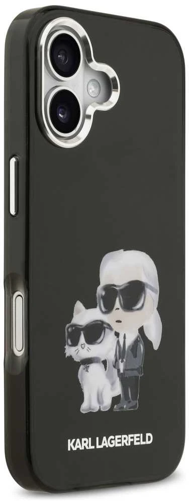 Karl Lagerfeld IML Aquarelle Karl and Choupette dėklas skirtas Apple iPhone 17 juodos spalvos