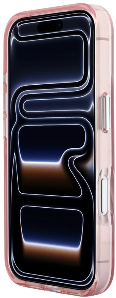 Karl Lagerfeld IML didelio parašo dervos ir metalo rėmo dėklas iPhone 18 Pro Max / 17 Pro Max - Rožinė