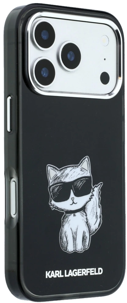Dėklas Karl Lagerfeld IML Choupette Body Sketch Print MagSafe Case for iPhone 17 Pro Max / 18 Pro Max - Juodas