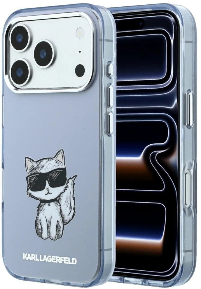 Dėklas Karl Lagerfeld IML Choupette Body Sketch Print MagSafe Case for iPhone 17 Pro / 18 Pro - Light Mėlyna