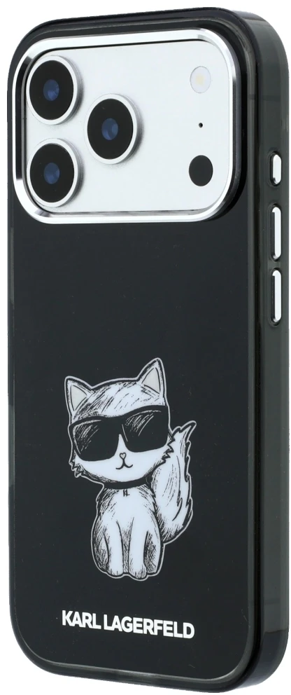 Dėklas Karl Lagerfeld IML Choupette Body Sketch Print MagSafe Case for iPhone 17 Pro Max / 18 Pro Max - Juodas