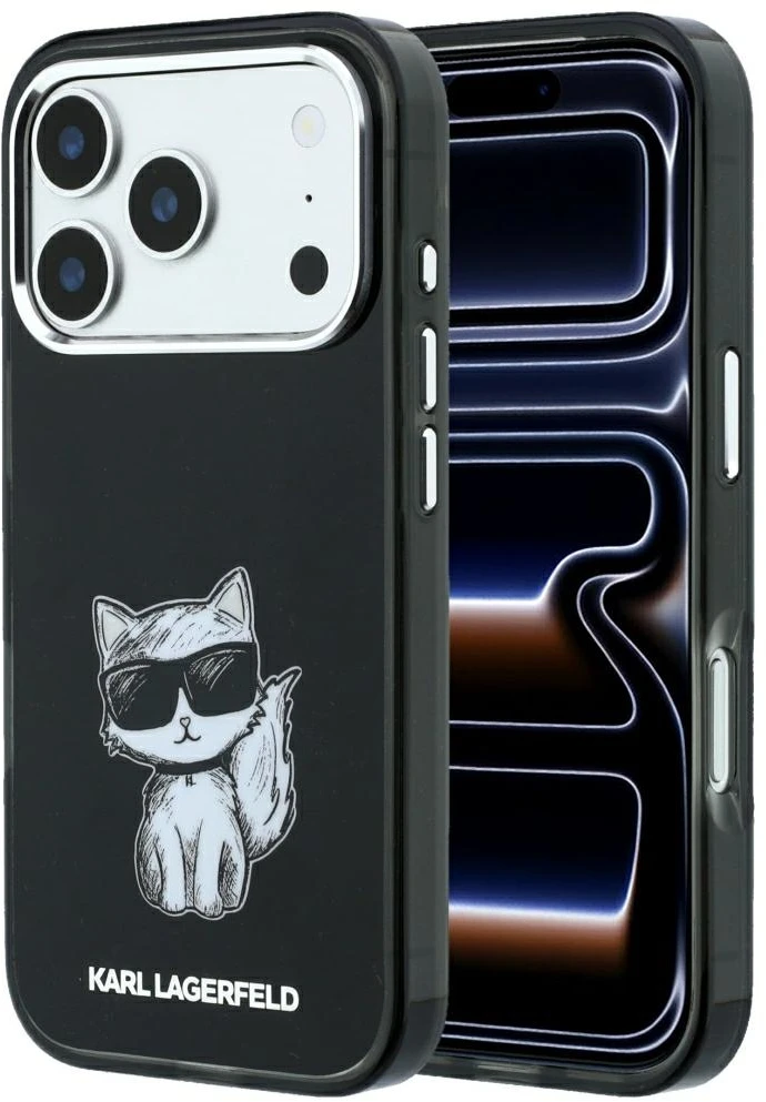 Dėklas Karl Lagerfeld IML Choupette Body Sketch Print MagSafe Case for iPhone 17 Pro Max / 18 Pro Max - Juodas