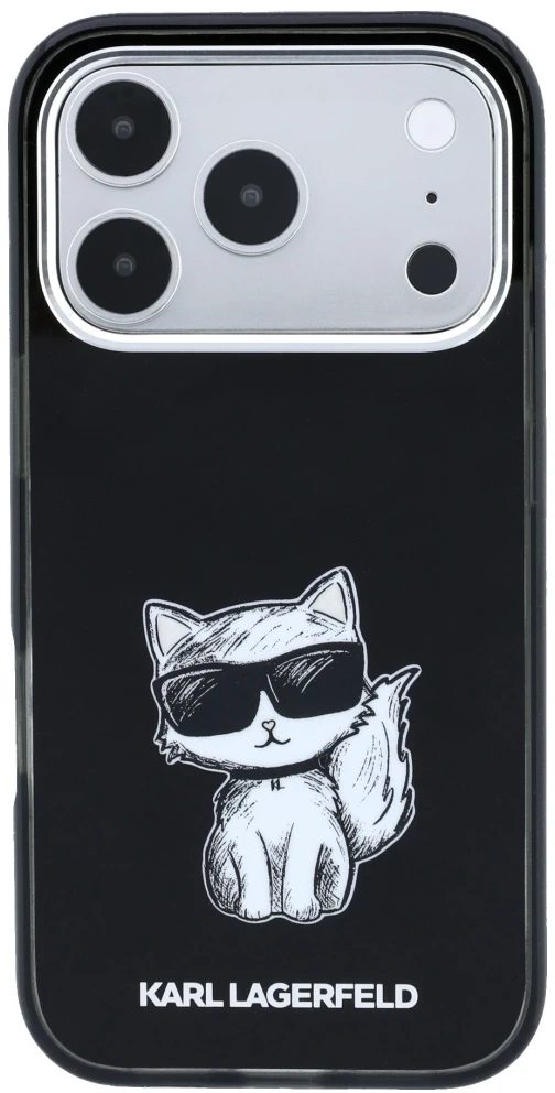 Dėklas Karl Lagerfeld IML Choupette Body Sketch Print MagSafe Case for iPhone 17 Pro Max / 18 Pro Max - Juodas
