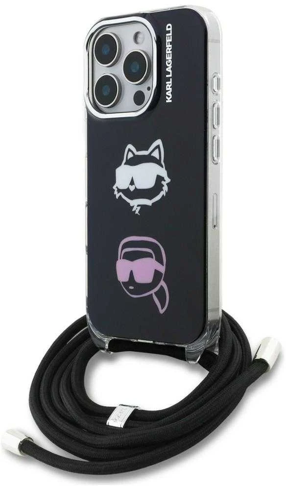 Karl Lagerfeld IML Crossbody K&CH Heads dėklas skirtas Apple iPhone 16 Pro Juodas