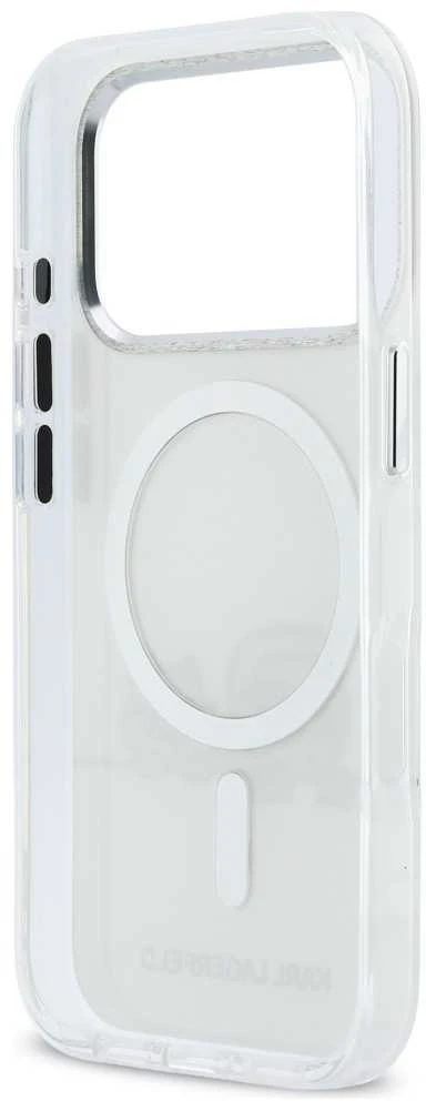 Karl Lagerfeld IML Karl & Choupette Peekaboo Logo MagSafe dėklas, skirtas iPhone 17 Pro Max - Baltas
