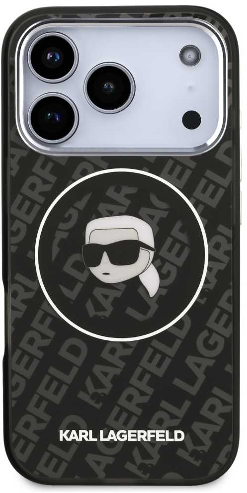 Dėklas Karl Lagerfeld IML Karl Head Logo MagSafe skirtas iPhone 17 Pro juodas