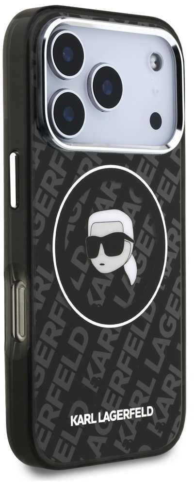 Dėklas Karl Lagerfeld IML Karl Head Logo MagSafe skirtas iPhone 17 Pro juodas