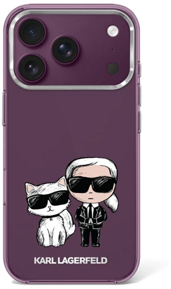 Dėklas Karl Lagerfeld IML Karl&Choupette Bodies Sketch Print MagSafe case for iPhone 17 Pro / 18 Pro - burgundy