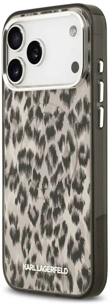Karl Lagerfeld IML Leopard Pattern MagSafe dėklas skirtas Apple iPhone 17 Pro Max rudos spalvos