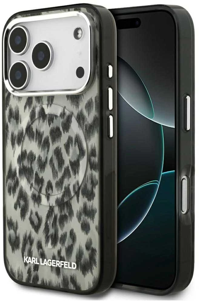 Karl Lagerfeld IML Leopard Pattern MagSafe Dėklas skirtas Apple iPhone 17 Pro rudos spalvos
