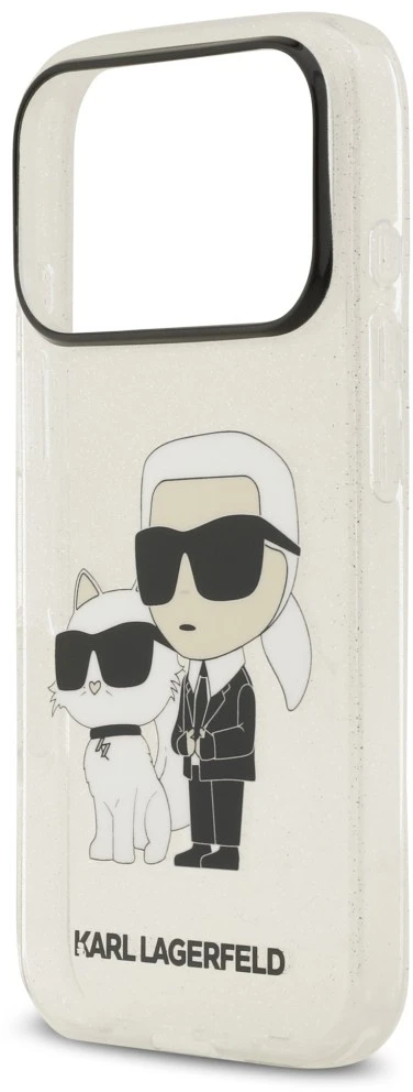 Karl Lagerfeld IML NFT Glitter Karl&Choupette dėklas iPhone 18 Pro Max / 17 Pro Max - Permatomas