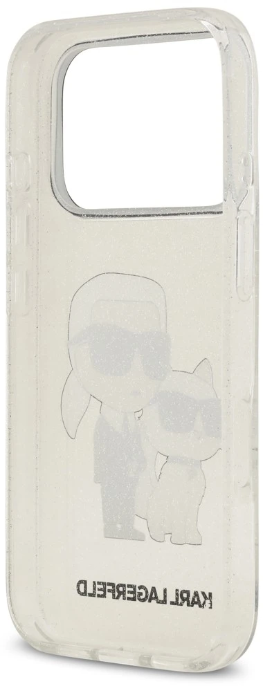 Karl Lagerfeld IML NFT Glitter Karl&Choupette dėklas iPhone 18 Pro Max / 17 Pro Max - Permatomas