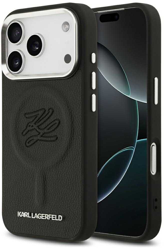 Karl Lagerfeld Initial & Metal Logo MagSafe - dėklas skirtas Apple iPhone 17 Pro juodas