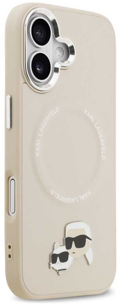 Karl Lagerfeld Karl & Choupette Pins MagSafe dėklas skirtas Apple iPhone 17 rusvai gelsvas