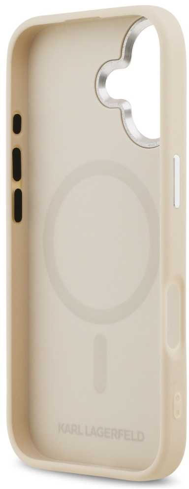 Karl Lagerfeld Karl & Choupette Pins MagSafe dėklas skirtas Apple iPhone 17 rusvai gelsvas